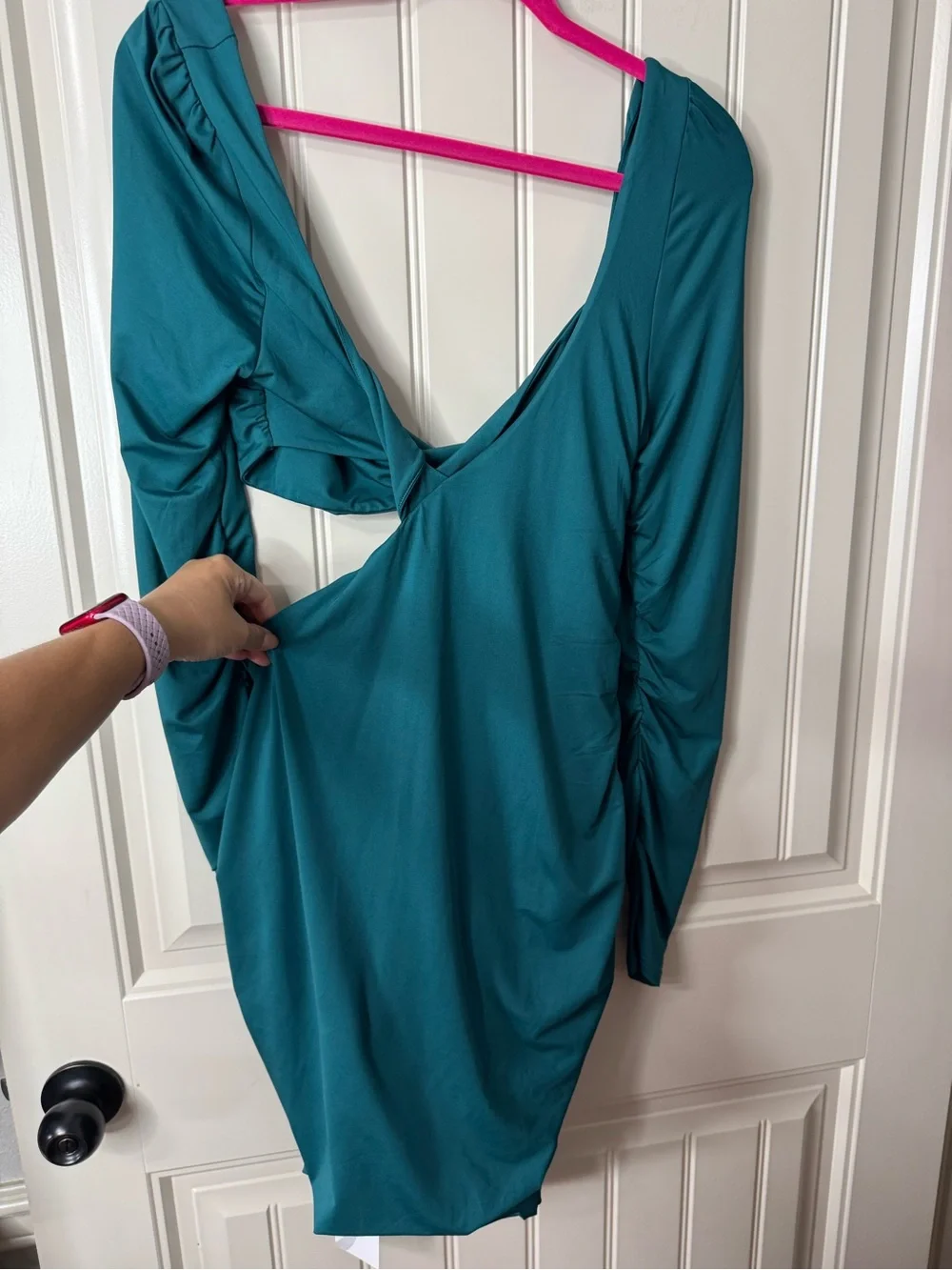NEW w TAGS 🏷️ 2/for $20 🪩 Teal Long Sleeve Cutout Mini Dress (Women’s Size XXL)